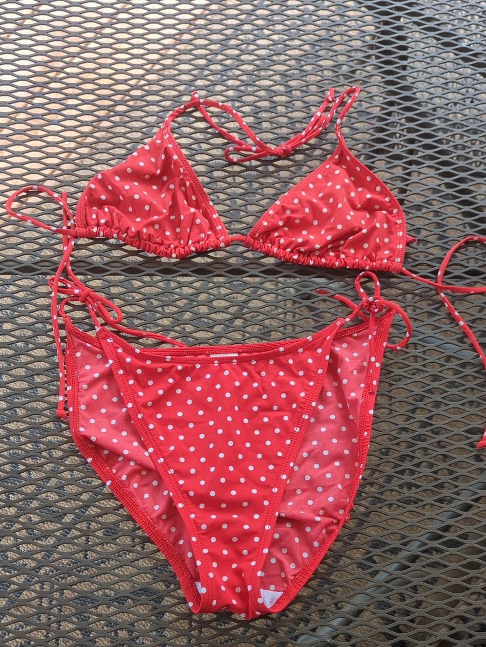 Esprit Red Polka Dot Triangle Bikini Set